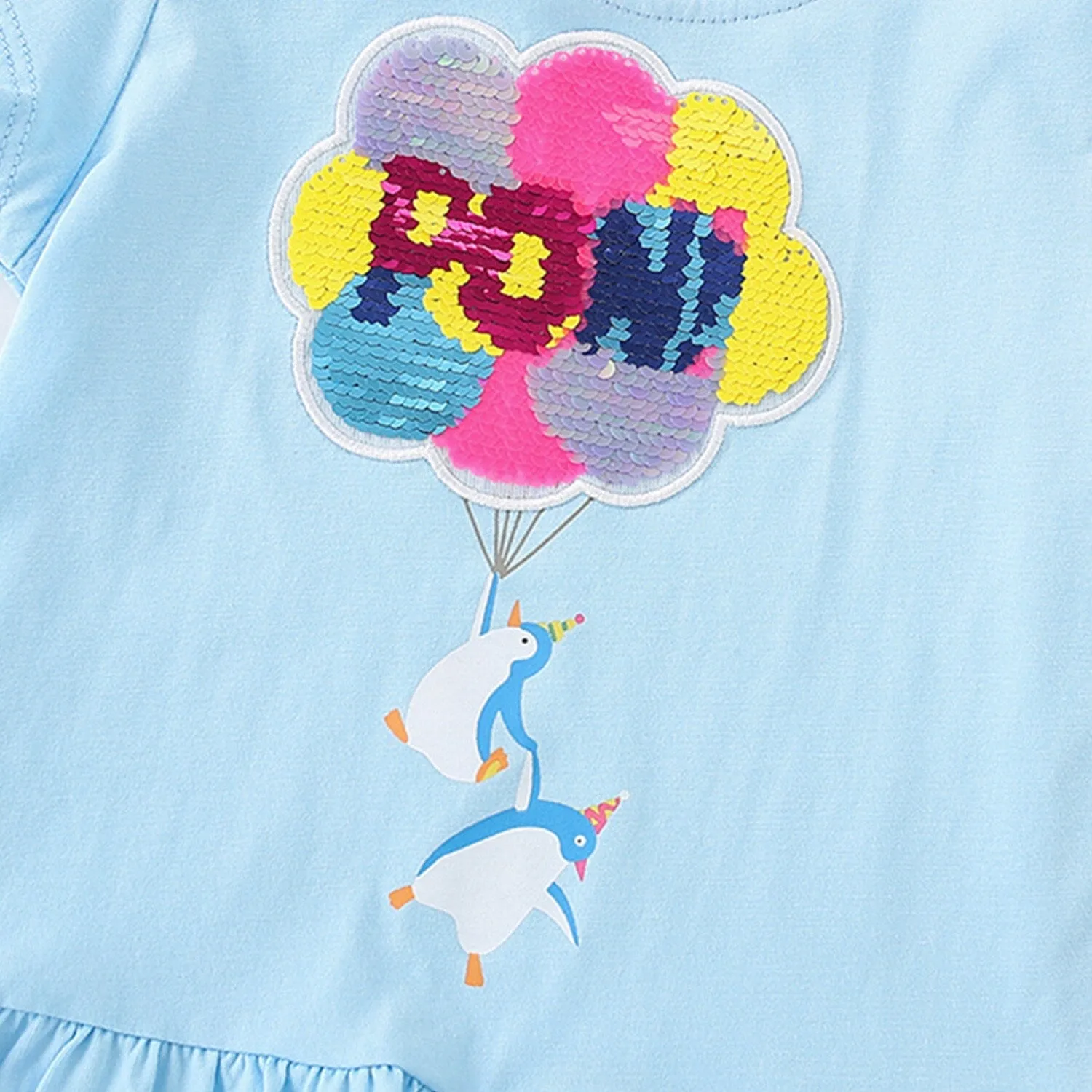 Light Blue Penguin Ruffle-Hem Top sold by Zulily product image thumbnail 3