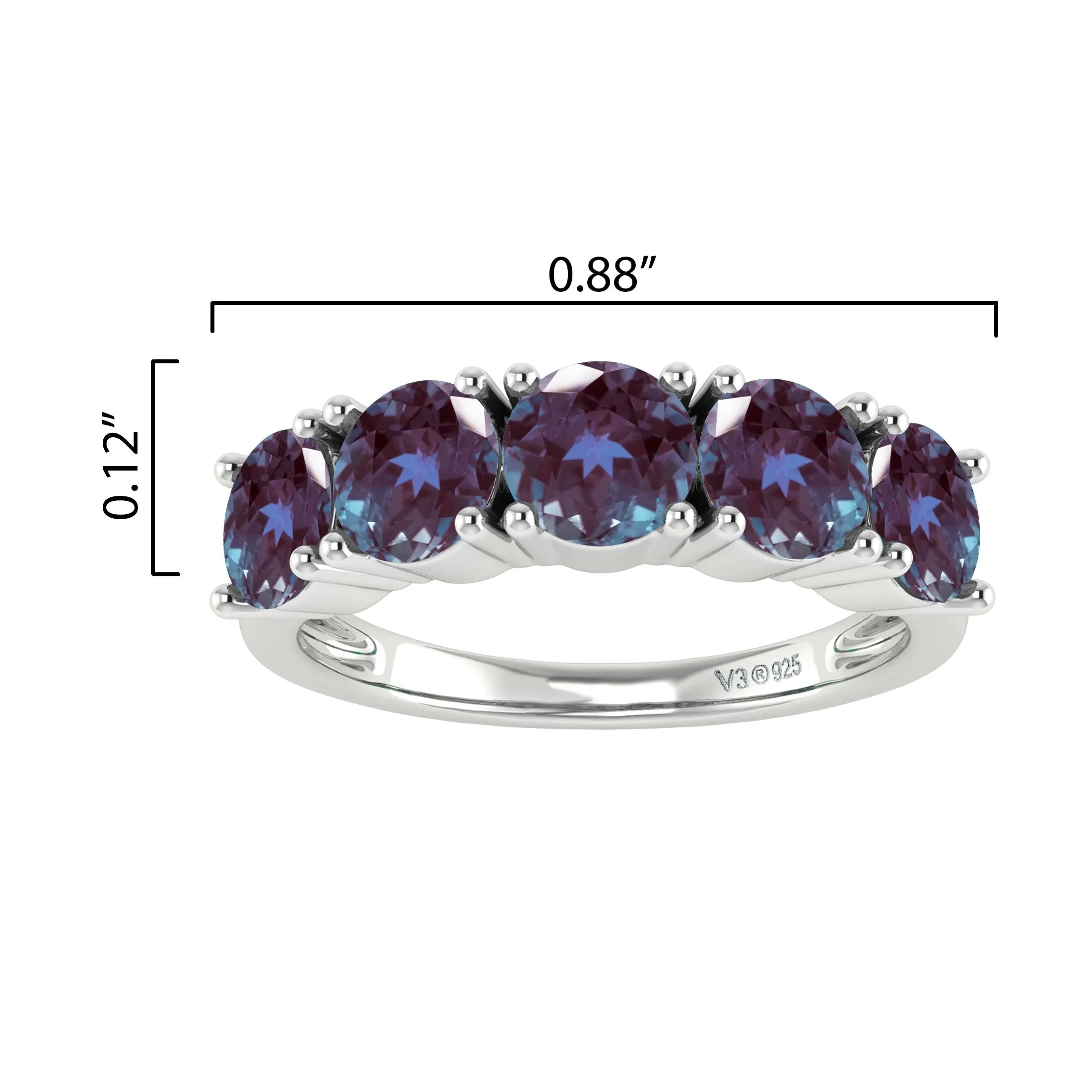 V3 Jewelry Sterling Silver Color Changing Alexandrite Five Stone Ring sold by Zulily product image thumbnail 4