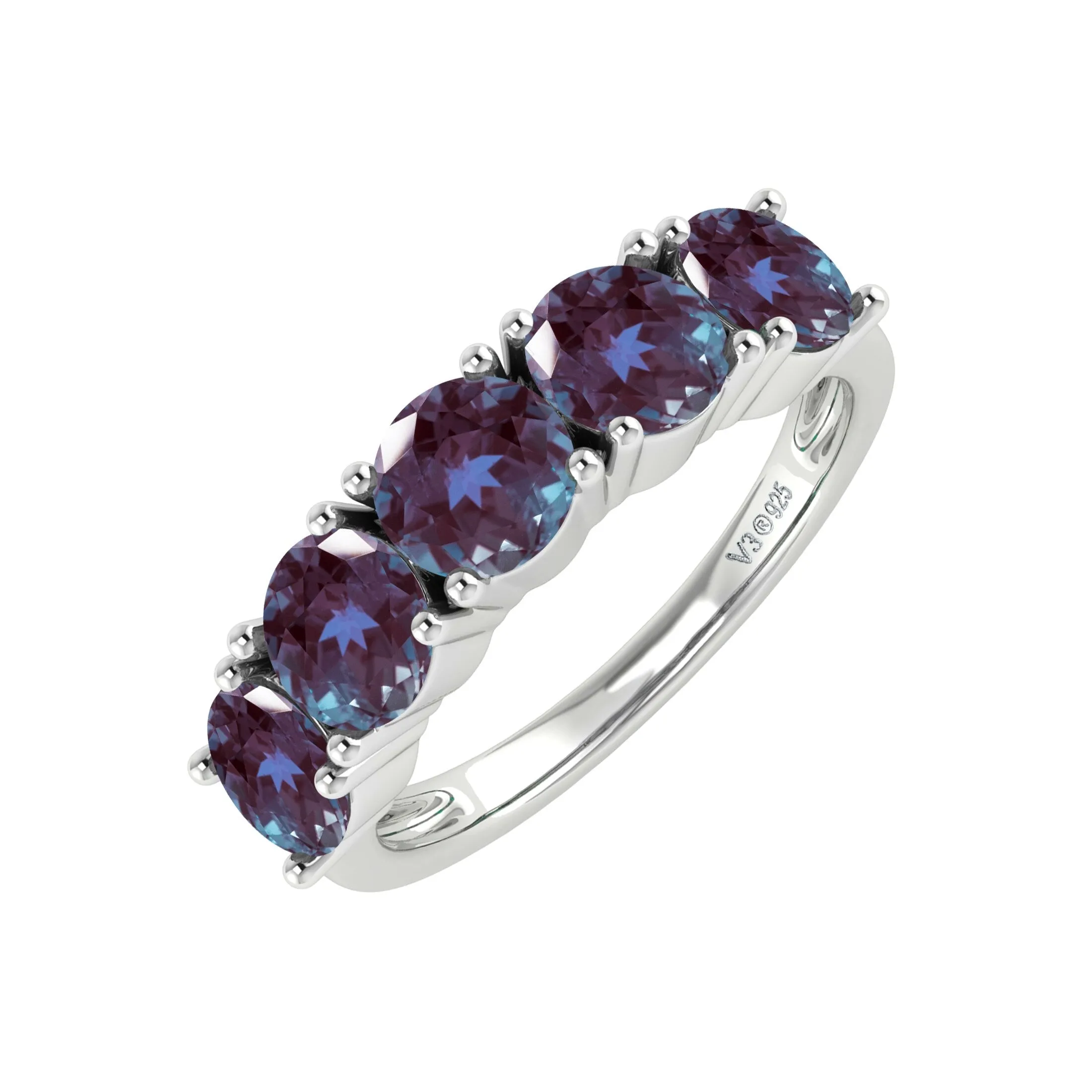 V3 Jewelry Sterling Silver Color Changing Alexandrite Five Stone Ring sold by Zulily product image thumbnail 3