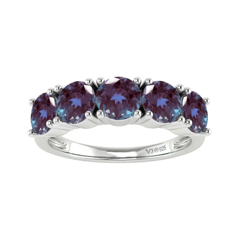 V3 Jewelry Sterling Silver Color Changing Alexandrite Five Stone Ring sold by Zulily