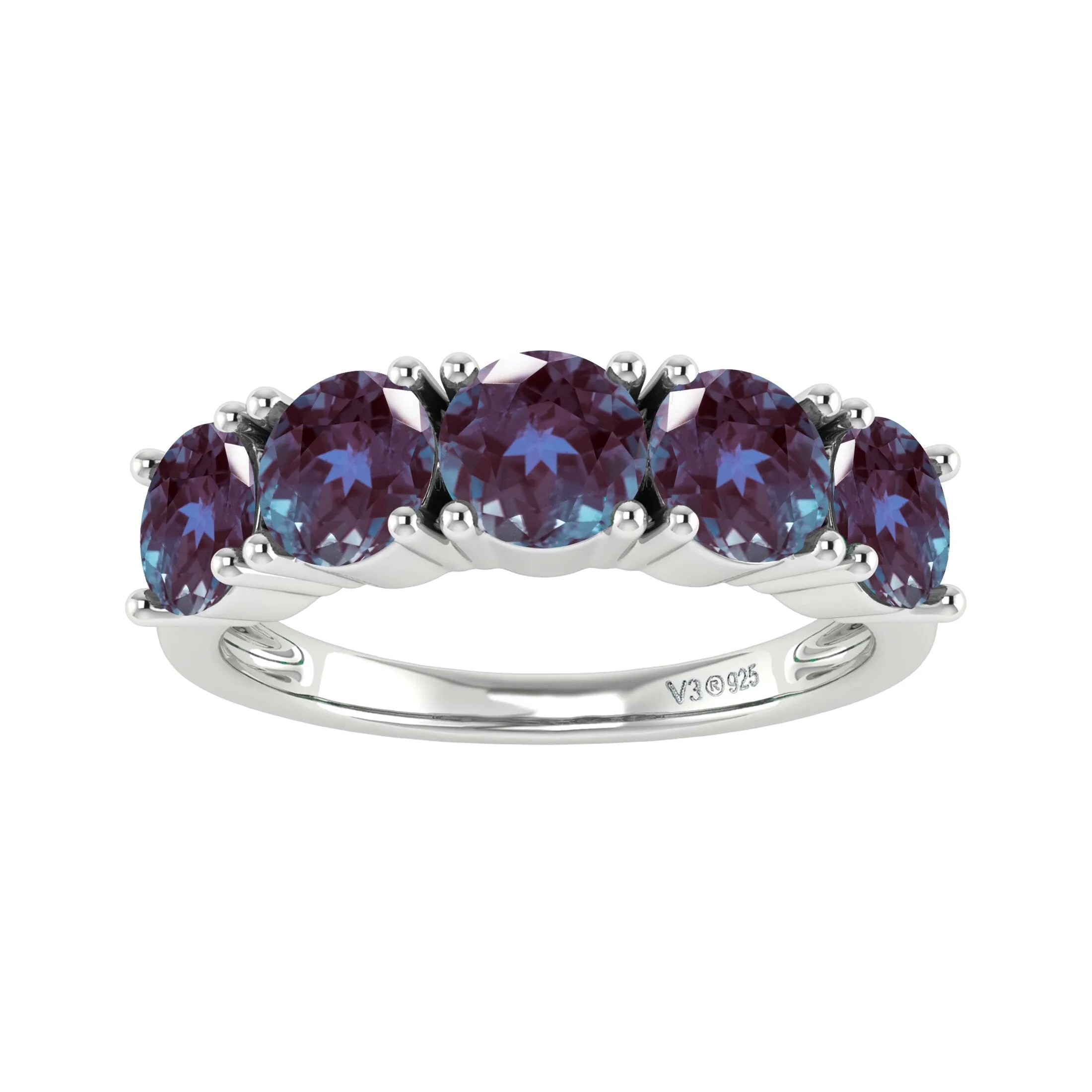 V3 Jewelry Sterling Silver Color Changing Alexandrite Five Stone Ring sold by Zulily
