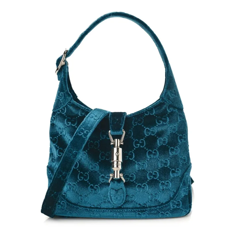 Gucci New Velvet Ashmir GG Monogram Small Jackie 1961 Hobo Velvet Peacock (Pre-Owne made by Gucci