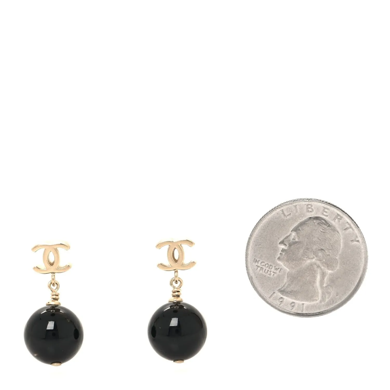 Chanel Pearl Bead Mini CC Drop Earrings Black (Pre-Owned) sold by Zulily product image thumbnail 2