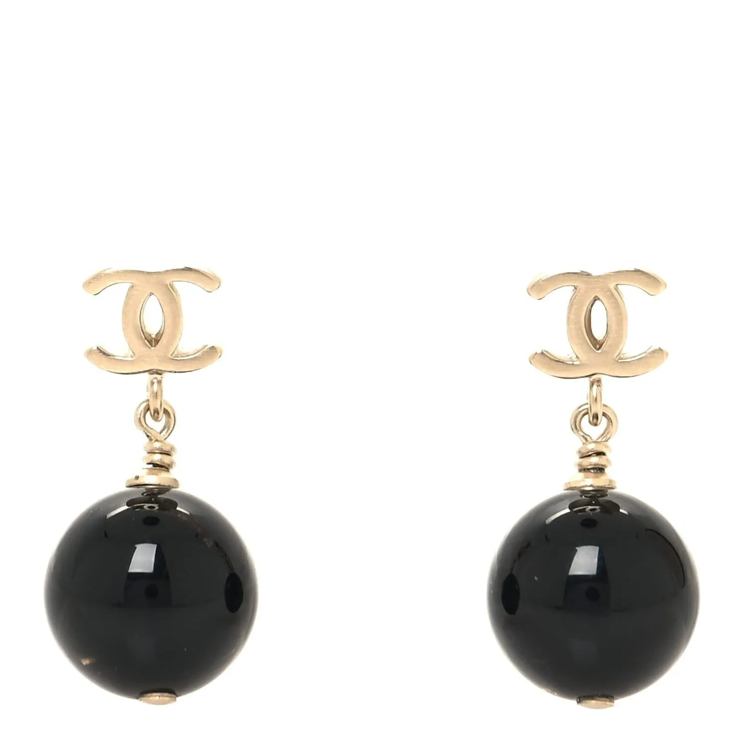 Chanel Pearl Bead Mini CC Drop Earrings Black (Pre-Owned) sold by Zulily