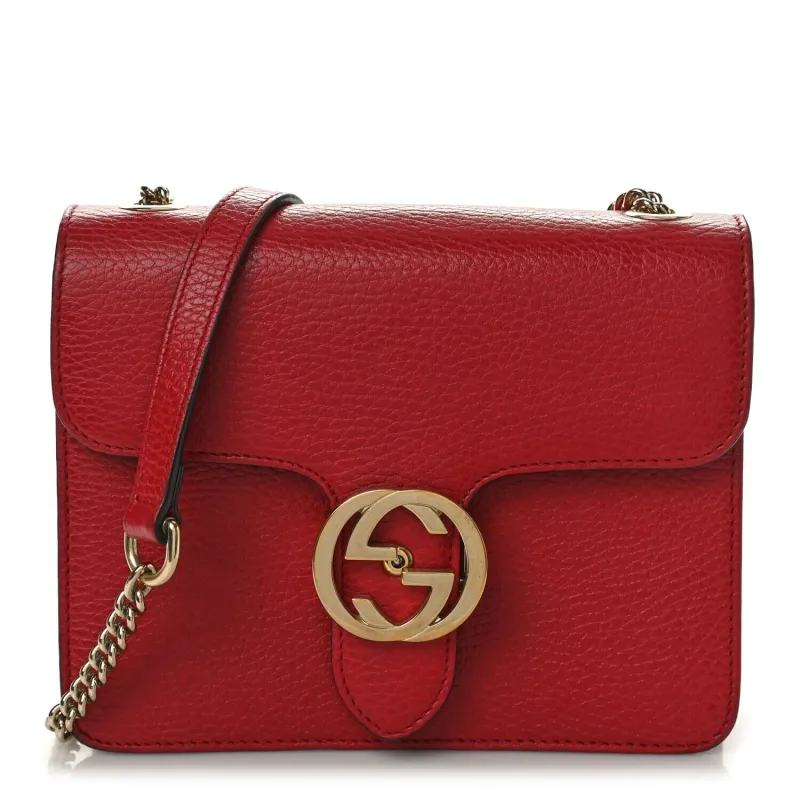Gucci Dollar Calfskin Small Interlocking G Shoulder Bag Red (Pre-Owned) sold by Zulily