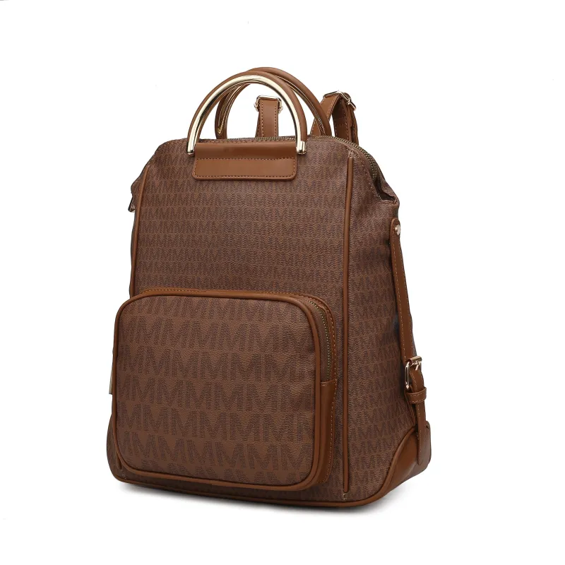  June M logo Printed Vegan Leather Women's Backpack sold by Zulily