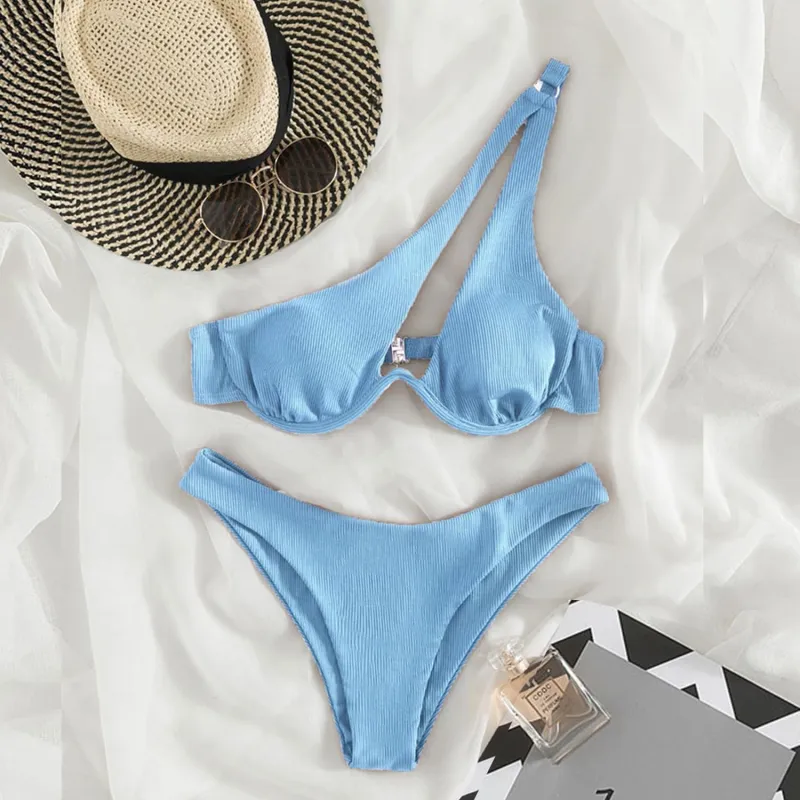 Light Blue Asymmetric Bikini sold by Zulily