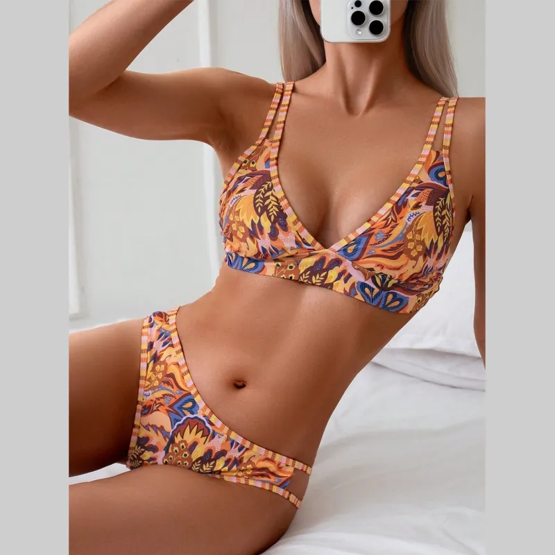 Mustard Floral Bikini sold by Zulily