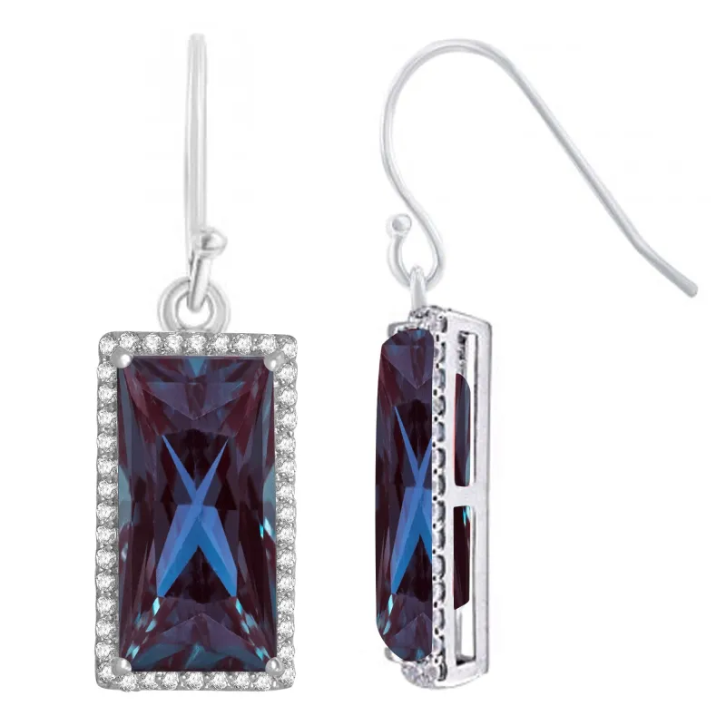 Sterling Silver 15.50CT Color Changing Alexandrite and Natural White Topaz Drop Earrings sold by Zulily