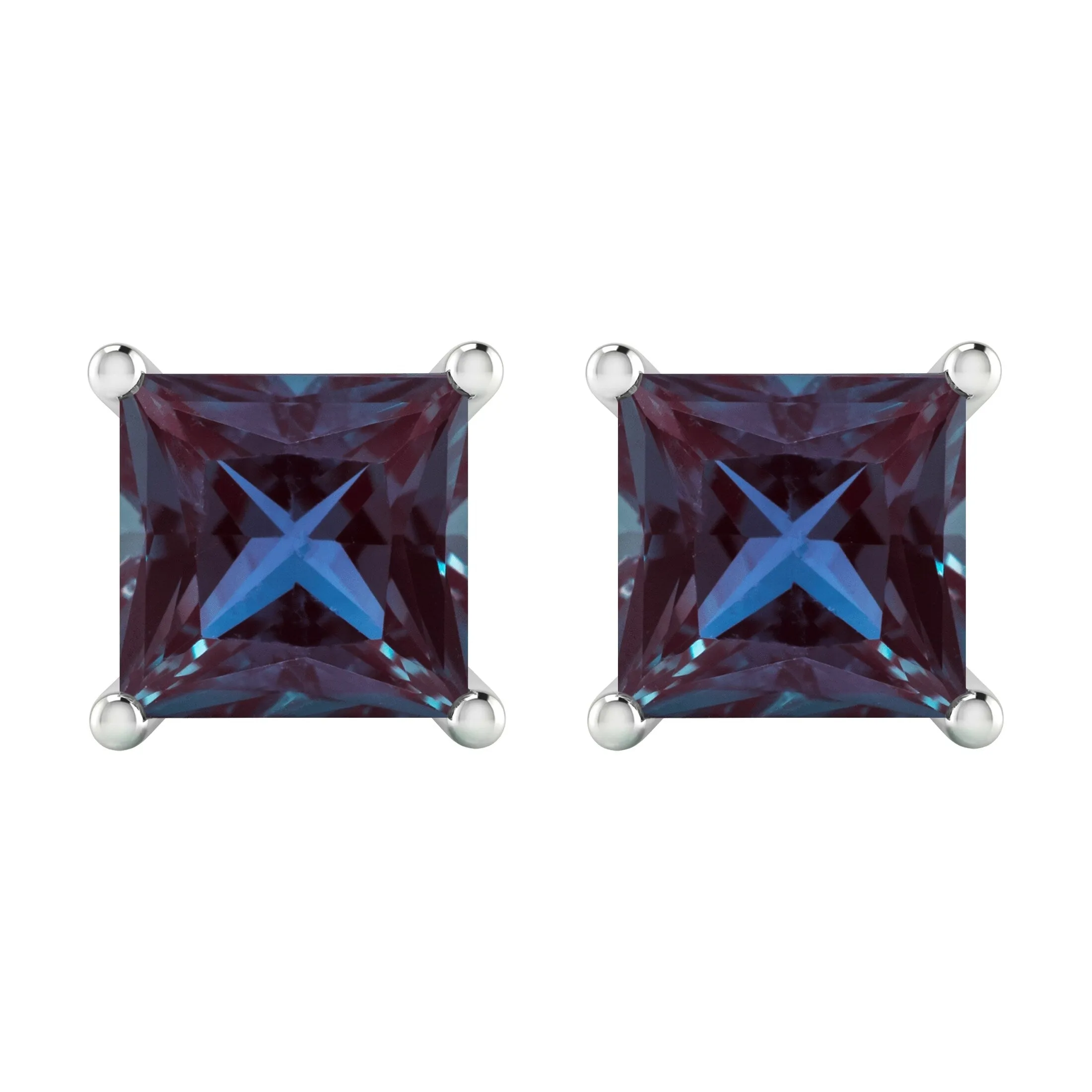 V3 Jewelry Sterling Silver 2.75Ct Color Changing Alexandrite Square Stud Earrings sold by Zulily product image thumbnail 2