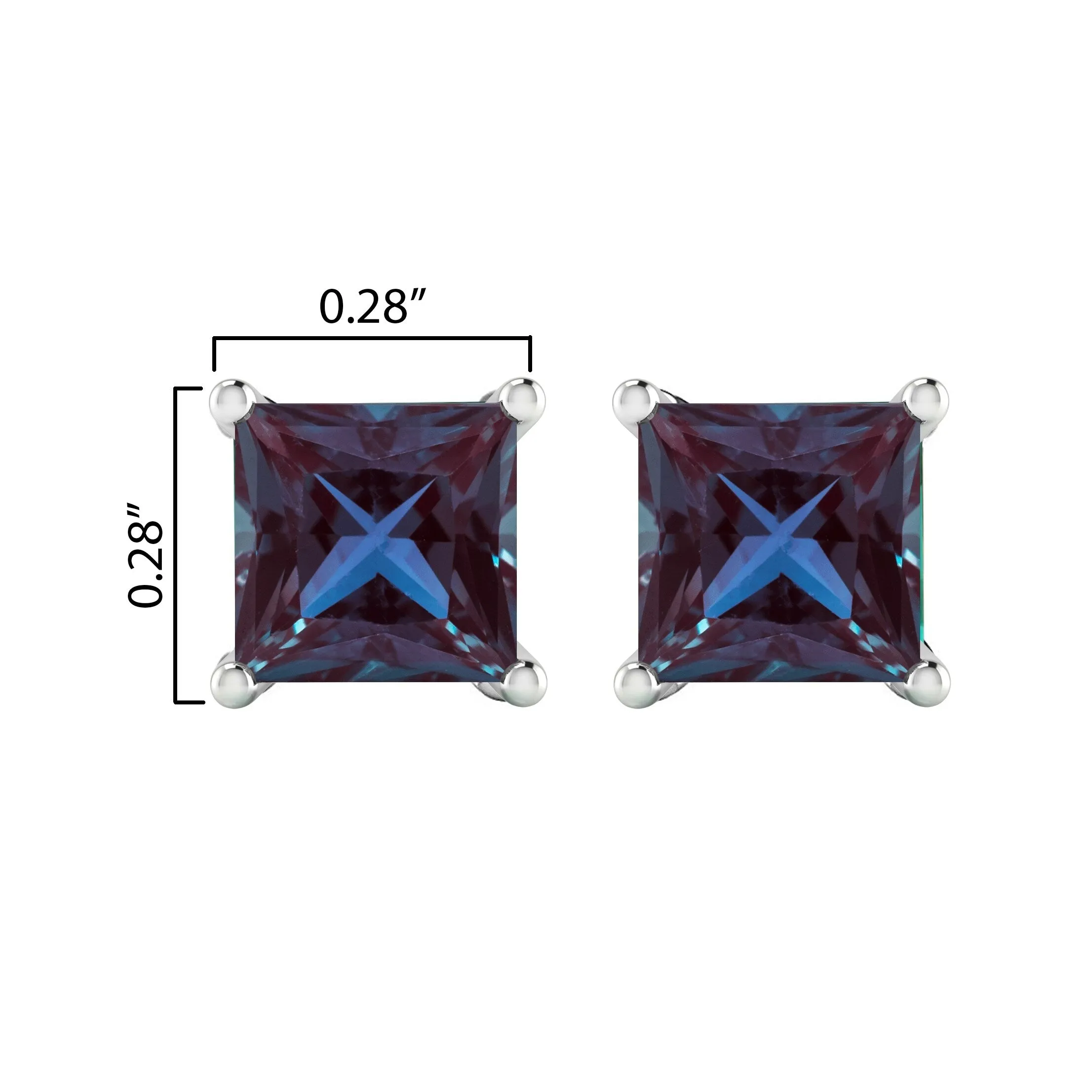 V3 Jewelry Sterling Silver 2.75Ct Color Changing Alexandrite Square Stud Earrings sold by Zulily product image thumbnail 3