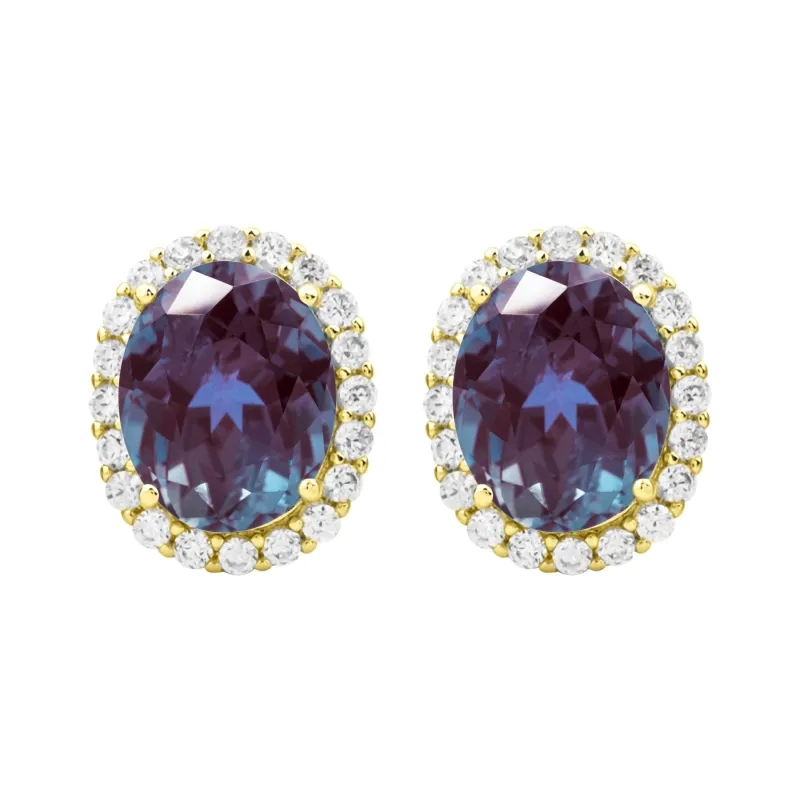 Color Changing Alexandrite Stud Earrings with 18k gold plated Butterfly Clasp sold by Zulily