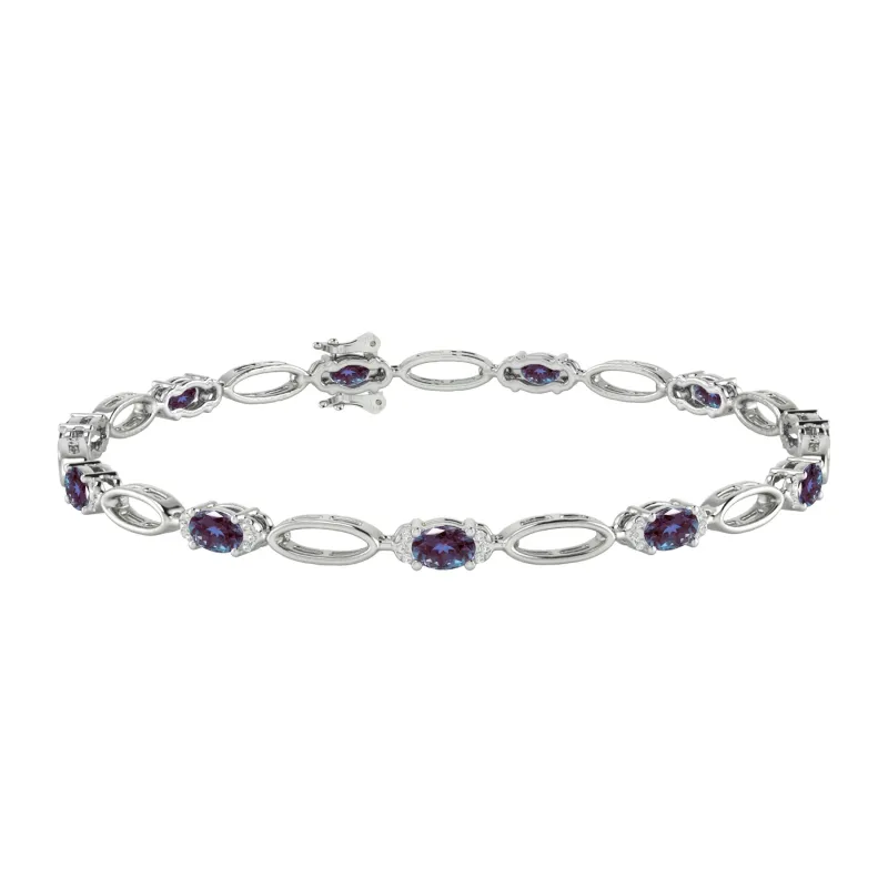V3 Jewelry Sterling Silver Color Changing Alexandrite and White Zircon Link Bracelet sold by Zulily
