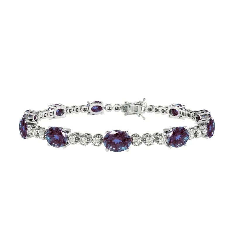 Sterling Silver Color Changing Alexandrite and White Topaz Tennis Bracelet sold by Zulily