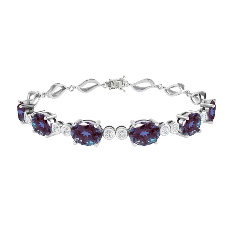 Sterling Silver 9.95CT Color Changing Alexandrite and White Topaz Link Bracelet sold by Zulily