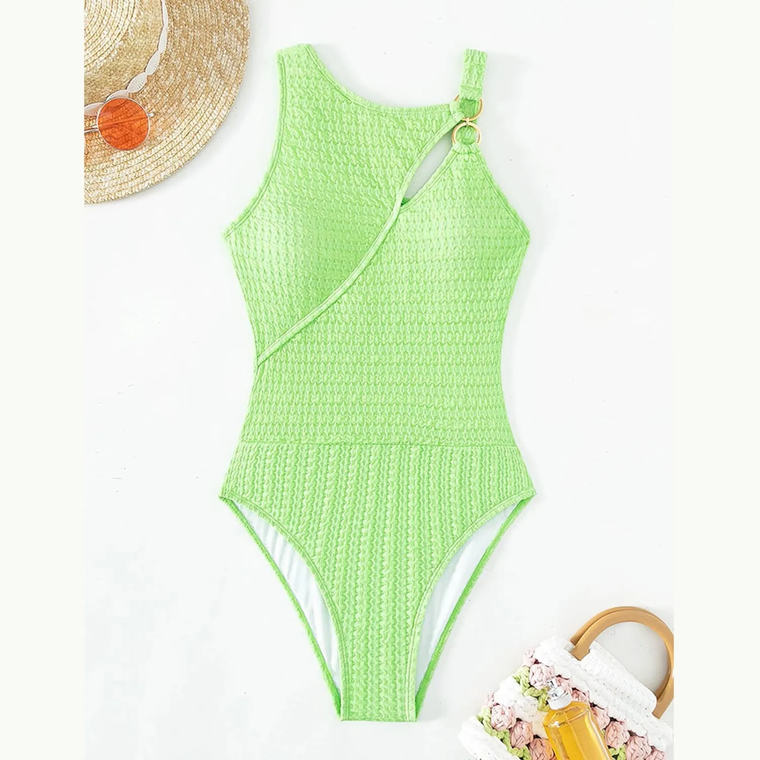 Light Green Asymmetric One-Piece Swimwear sold by Zulily product image thumbnail 3