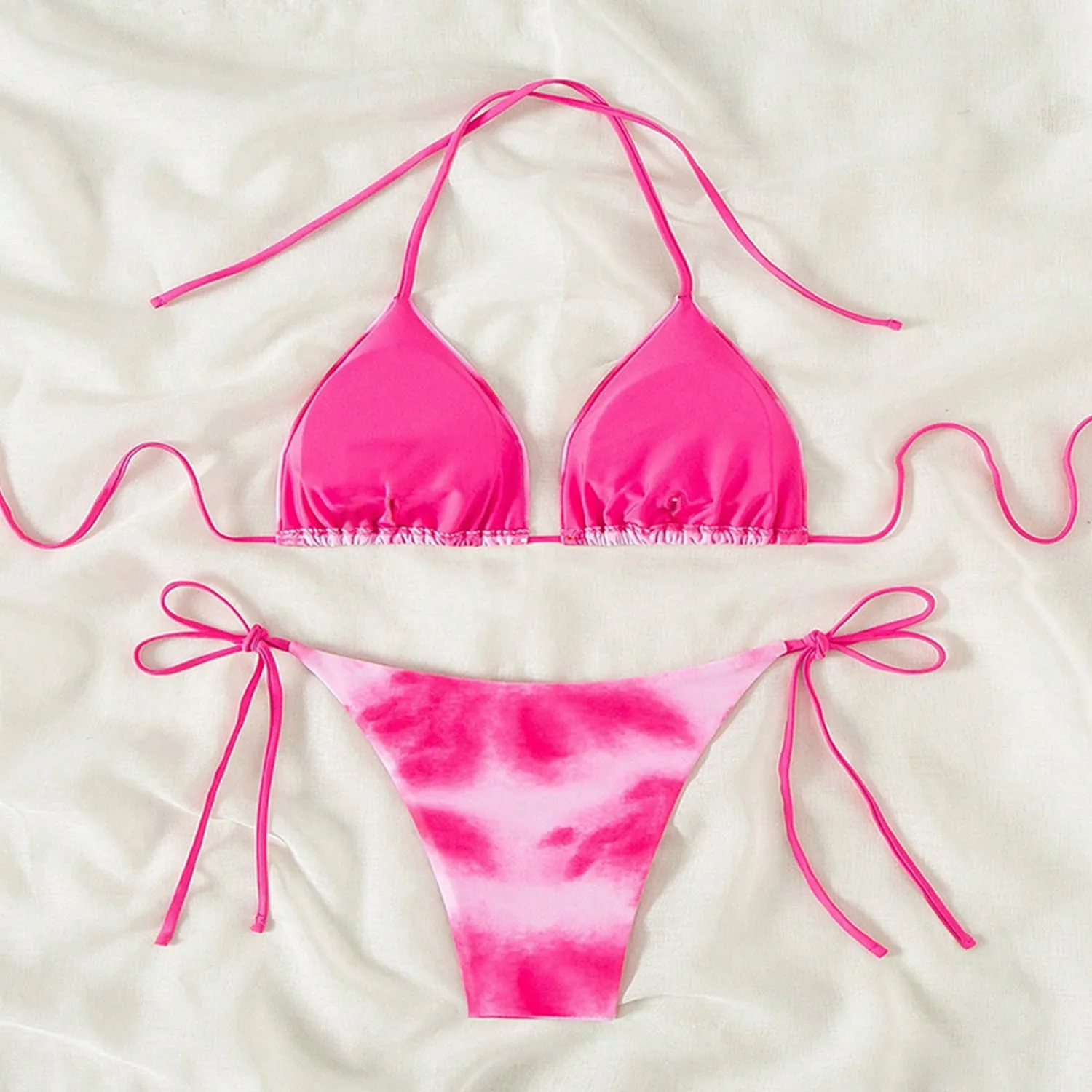 Pink Tie-Dye Halter Bikini sold by Zulily product image thumbnail 2