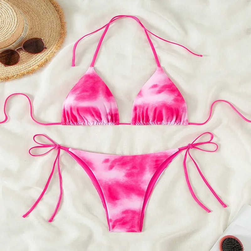 Pink Tie-Dye Halter Bikini sold by Zulily