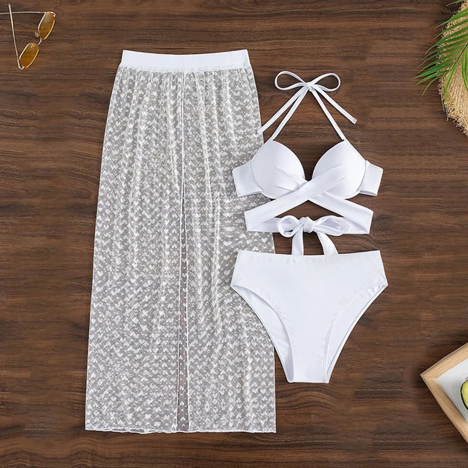 White Strappy Bikini & Cover Up sold by Zulily product image thumbnail 3