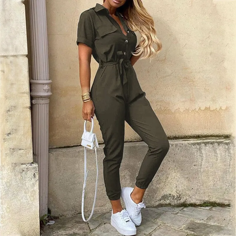 Army Green Belted Cargo Jumpsuit sold by Zulily