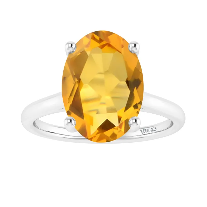 Sterling Silver with Oval Shape 2.20cttw Natural Citrine Solitaire Ring sold by Zulily