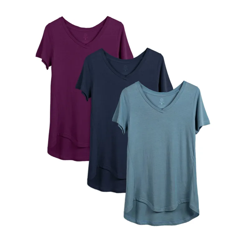 Women's hi-low tee 3-pack in berry, navy, azure modal sold by Zulily