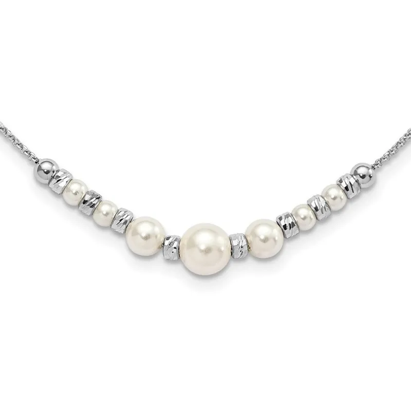 Curata 925 Sterling Silver Sparkle Cut Beads and Crystal Pearl With 2" Ext. Necklace 16" sold by Zulily