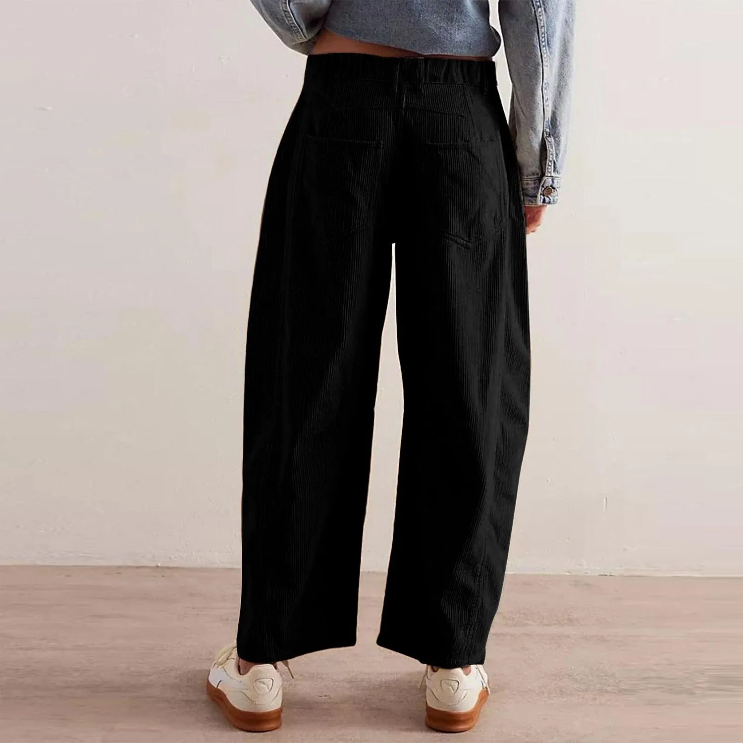 Black Corduroy Straight-Leg Pants sold by Zulily product image thumbnail 2