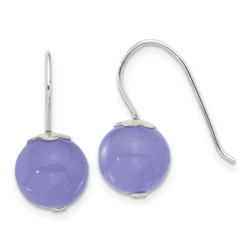 Curata 925 Sterling Silver 10mm Purple Dyed Jade Bead Hook Earrings - 22x10mm sold by Zulily