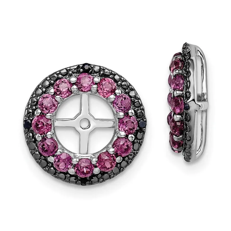 Curata 925 Sterling Silver 13mm Rhodolite Garnet and Black Sapphire Earring Jackets sold by Zulily