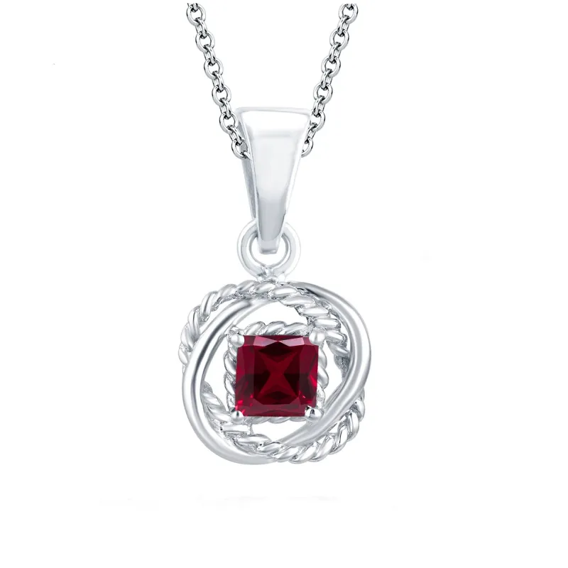 V3 Jewelry Sterling Silver Ruby Twisted Wire Pendant with 18" Chain for Women sold by Zulily