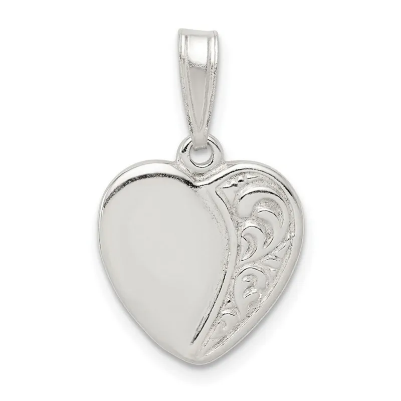 Curata 925 Sterling Silver 18" Patterned Heart Pendant Necklace - 16x15mm sold by Zulily