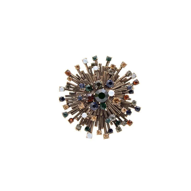 Earth-tone Crystal Goldtone Sunburst Brooch - Earth Tone sold by Zulily