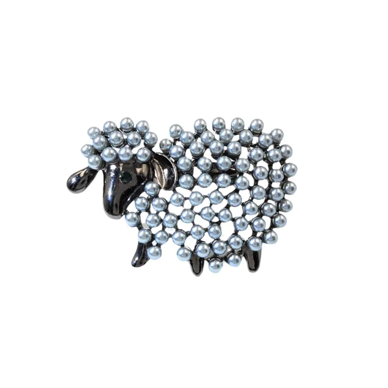 Pearl Sheep Brooch in Black sold by Zulily