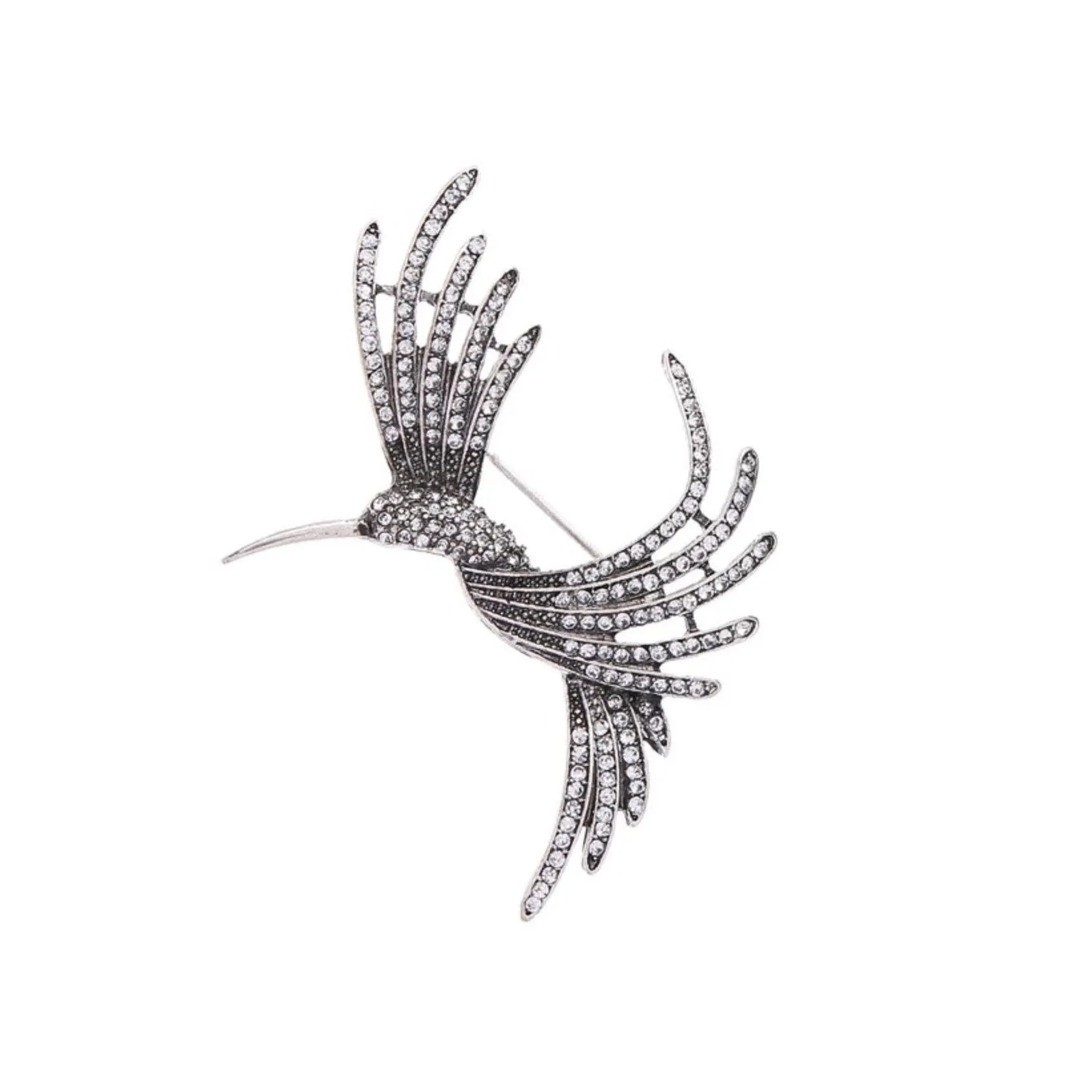 Crystal Flying Bird Brooch - Silver sold by Zulily