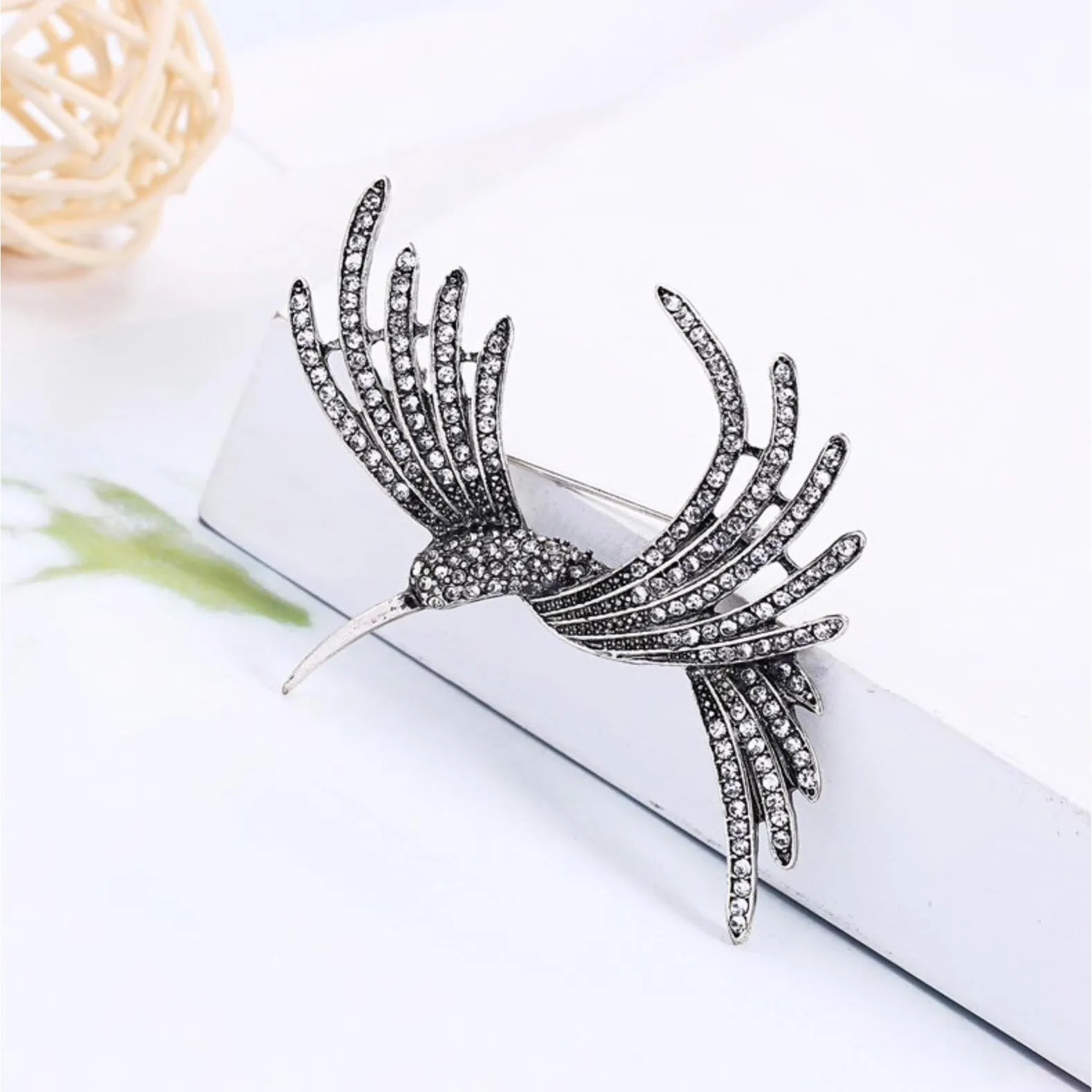 Crystal Flying Bird Brooch - Silver sold by Zulily product image thumbnail 2