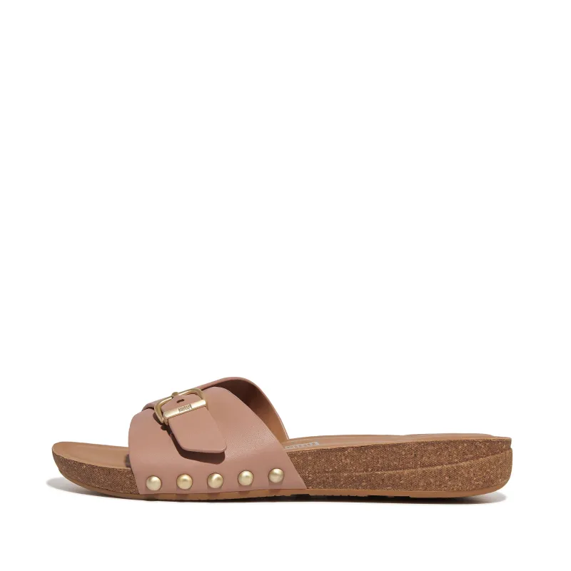 IQUSHION Adjustable Buckle Leather Slides sold by Zulily