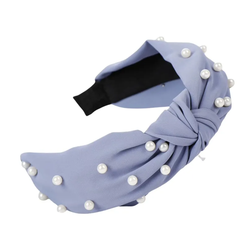 Blue Faux Pearl Knotted Headband sold by Zulily