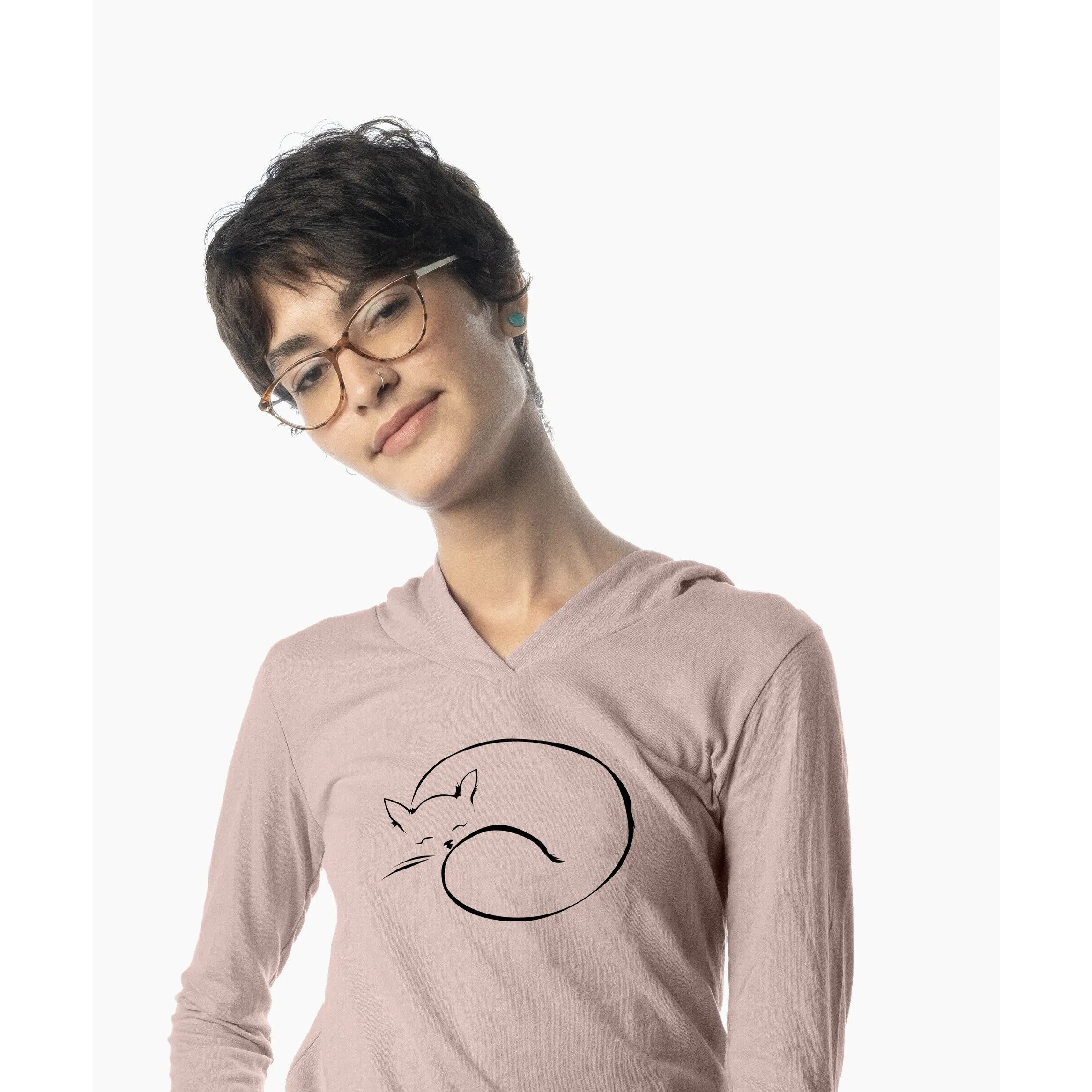 sleeping cat Women's Long-Sleeve Hooded Tee sold by Zulily product image thumbnail 2