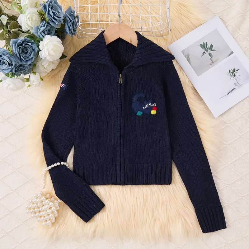 Navy Zipper Cardigan sold by Zulily
