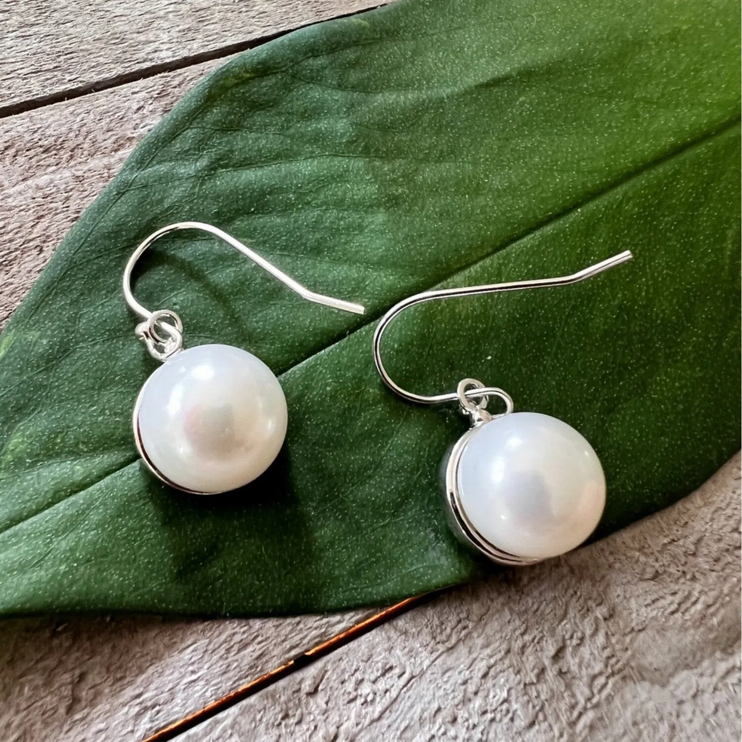 Sterling Silver Freshwater pearl hemispherical Drop Earring sold by Zulily