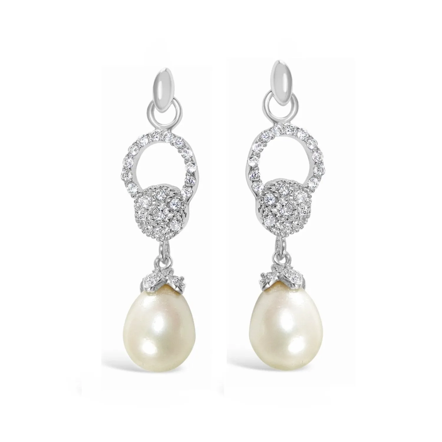 Sterling Silver CZ Pave Round Top with Freshwater Pearl Drops sold by Zulily