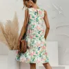 Pink & Green Watercolor Floral Leaf Tiered Round Neck Sleeveless Dress sold by Zulily
