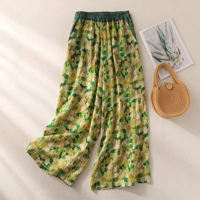 Green Watercolor Wide-Leg Pants sold by Zulily