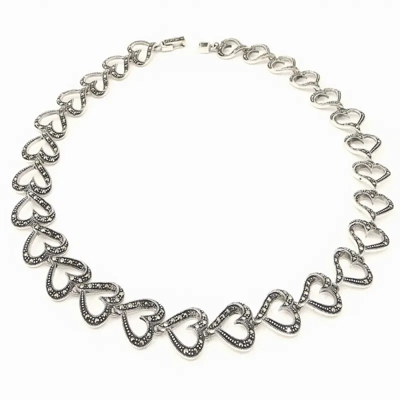 Marcasite & Sterling Silver Heart Links Necklace sold by Zulily