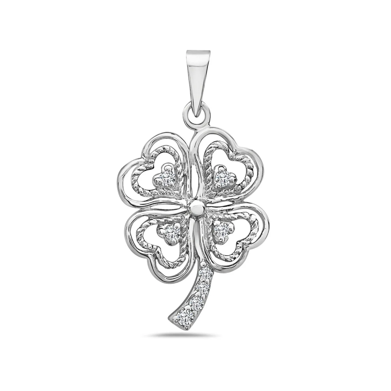 Sterling Silver Clover Layer line with tiny hearts Charm Necklace sold by Zulily product image thumbnail 3