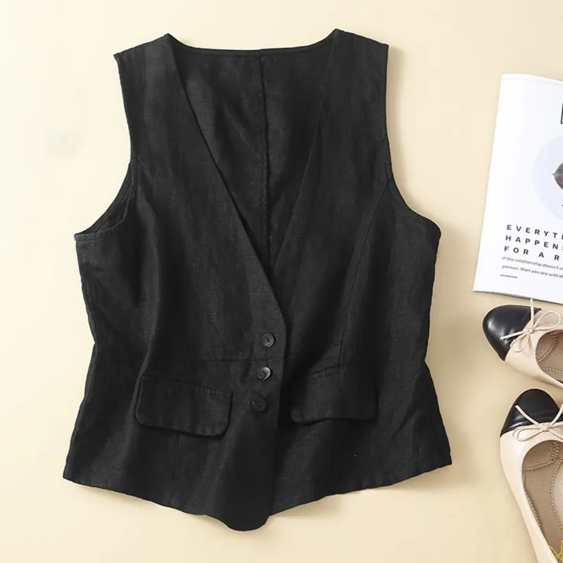 Black Button Vest sold by Zulily
