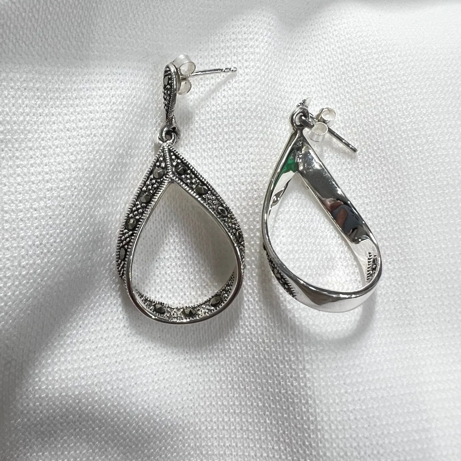 Marcasite Stone Sterling Silver Open Teardrop Earring sold by Zulily product image thumbnail 4