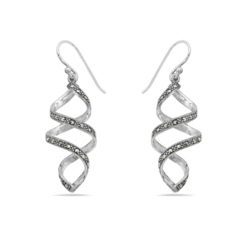 Marcasite Spiraling Line Sterling Silver Earring sold by Zulily