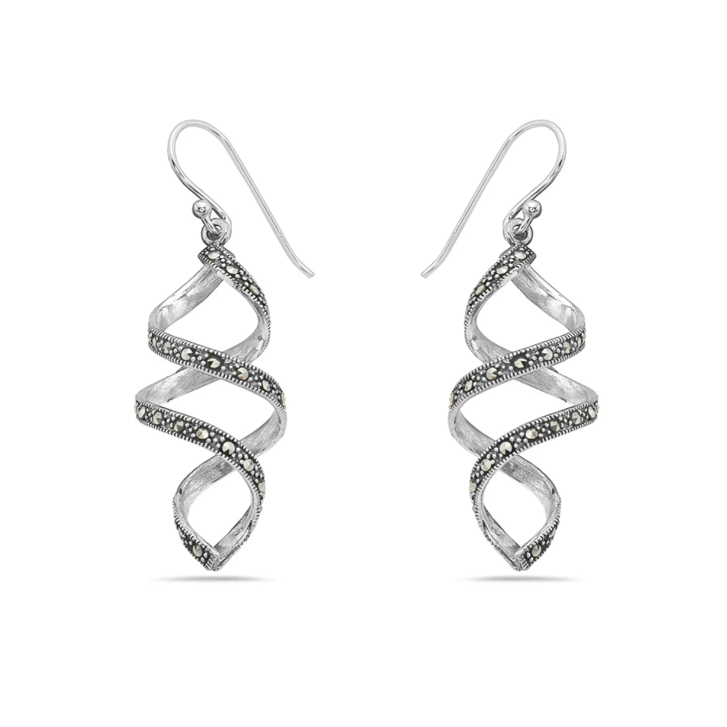 Marcasite Spiraling Line Sterling Silver Earring sold by Zulily